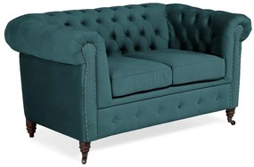 Диван Chesterfield в цвят синьозелено, двуместен 150х86х80 см