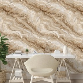 Тапет – Естествен бежов мраморен мотив