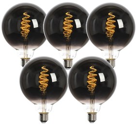 Комплект от 5 интелигентни LED крушки E27 G125 черни 4W 60lm 1800-3000K