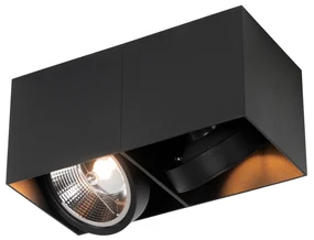 Интелигентен прожектор черен правоъгълен 2 светлини вкл. 2 Wifi GU10 111mm - Box