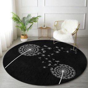 Черен кръгъл килим подходящ за пране и за прахосмукачки роботи ø 120 cm Comfort – Mila Home