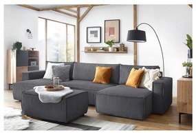 Тъмносива табуретка от велур Nihad - Bobochic Paris