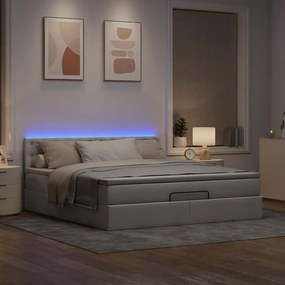 3312496 vidaXL Османска легло с матрак и LED, таупе, 180x200 см, плат