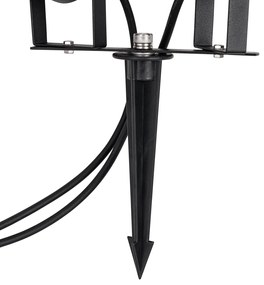 Градински прожектор черен с кабел и щепсел 2-светлинен IP65 - Basic