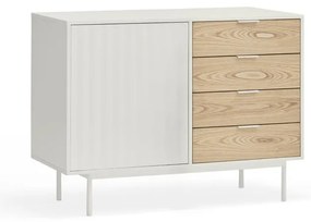 Бял/естествен нисък скрин от декор от дъб 108x80 cm Sierra – Teulat