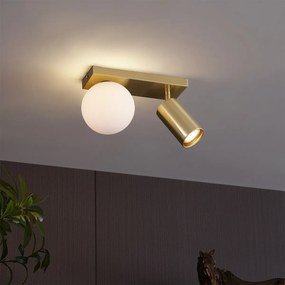 Модерна таванна лампа месинг 2 светлини с възможност за накланяне - Lesly