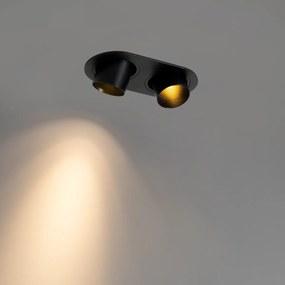 Кръгъл вграден прожектор черен GU10 35mm накланящ се 2-светлинен - Installa