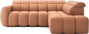 Сгъваем с място за съхранение ъглов диван от букле в цвят сьомга (десен ъгъл L форма) Falconn – ELTAP