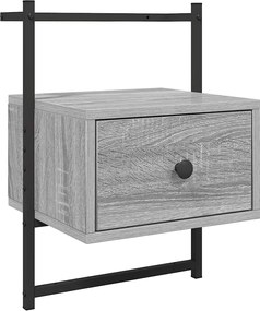 833449 vidaXL Нощно шкафче стенно сив сонома 35x30x51 см инженерно дърво