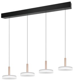 Черно-бяло и златисто LED затъмняващо се висящо осветително тяло със стъклен абажур Celeste – Trio