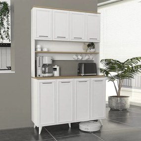 Меламинови кухненски мебели Potter 4 в бял - рота дъб 120x40x196.1см.