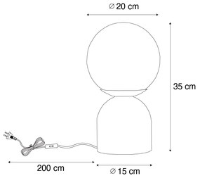 Хотелски шик настолна лампа черна с димно стъкло - Pallon Trend