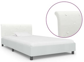284870 vidaXL Рамка за легло, бяла, изкуствена кожа, 90x200 cм