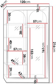 Гардероб Модин плъзгащ-черен-дължина: 120 см
