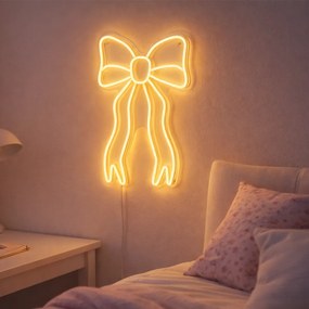 Неонова стенна лампа топло бяла с LED - Bow