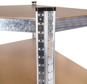 Стабилен ъглов метален стелаж за съхранение с 5 рафта 180x90x40 см