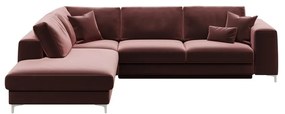 Тъмнорозов кадифен диван Devichy ъглов диван, ляв ъгъл Rothe - devichy