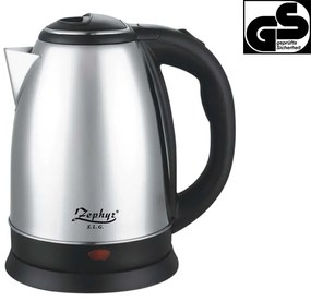 Електрическа кана Zephyr ZP-1230-SG, 2000W, 1.8 L, Защита, Инокс/черен GS Стандарт