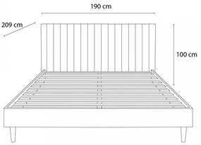 Двойно легло с решетка 160x200 cm в меден/естествен цвят Oceane - Bobochic Paris