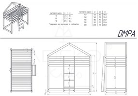 Двуетажно легло за къща от борова дървесина Mila DMPA, 90 x 180 cm - Adeko