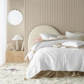 Бяла покривка за легло Noemi с пискюли 240 x 260 cm