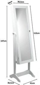 Шкаф за бижута с огледало 41,5 x 36,5 x 147 cm