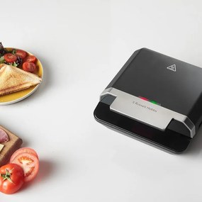 Сандвич тостер Russell Hobbs Creations 26800-56, 750W, 4 филии, Незалепващи плочи, Бързо загряване, Индикатори, Черен/инокс