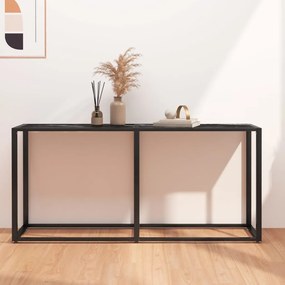 331681 vidaXL Конзолна маса, черен мрамор, 160x35x75,5 cм, закалено стъкло