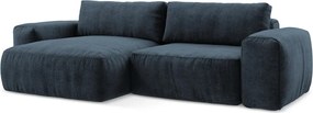 Тъмносин шенилов сгъваем ъглов диван (ляв ъгъл) Kuki – Makamii