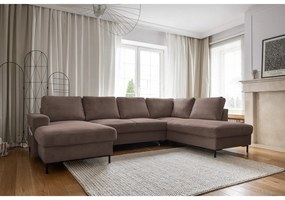 Кафяв разтегателен ъглов диван от рипсено кадифе (десен ъгъл) Lofty Lilly – Miuform