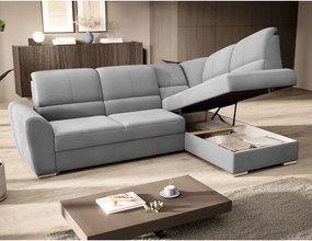 Сив кадифен разтегателен ъглов диван с място за съхранение (десен ъгъл L форма) Siber – ELTAP