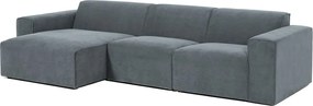 Сив ъглов диван от рипсено кадифе (ляв ъгъл) Sting – Scandic