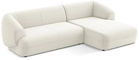 Бял кадифен ъглов диван (десен ъгъл) Moana – Makamii