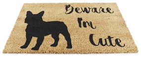 Изтривалка от кокосови влакна 40x60 cm Beware I'm Cute French Bulldog – Artsy Doormats