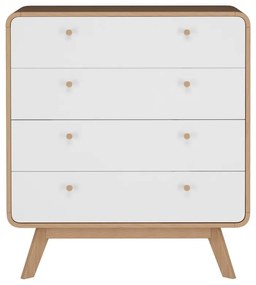 Бял/естествен висок скрин от декор от дъб 80x88 cm Caitlin – Støraa