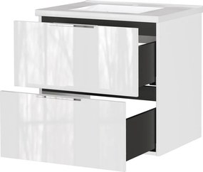Бял гланцов стенен шкаф за мивка 61x61 cm Celano – Germania