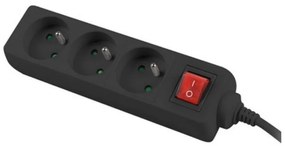 Разклонител LANBERG, 2.500W, 1.5метра, 3 контакта, Защита от деца, Светлинен индикатор, ON/OFF бутон, Черен