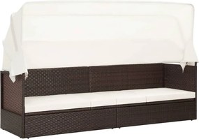 49394 vidaXL Градински диван със сенник, кафяв полиратан