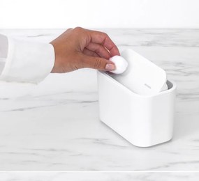 Кошче за отпадъци за баня Brabantia MindSet 1005689, Минерално покритие, Люлеещ се капак, Бял