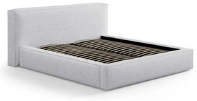 Светлосиво двойно легло 180x200 cm тапицирано с място за съхранение с включена подматрачна рамка Simon Olivia – Micadoni