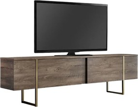 Luxe melamine TV furniture in walnut - gold color 180x30x50см.