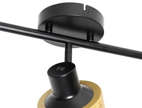 Индустриален прожектор черен със злато 3-светлина - Kayden