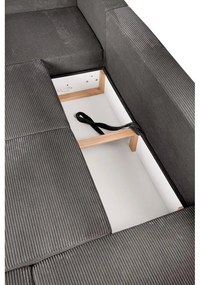 Сив сгъваем ъглов диван от рипсено кадифе (десен ъгъл/"U" форма) Tori – Bonami Selection