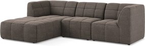 Кафяв ъглов диван от прежда с примки от букле (ляв ъгъл) Aloha – Makamii