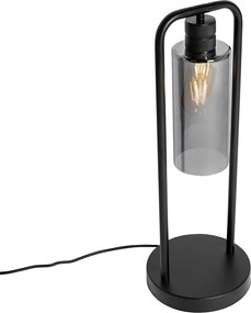 Модерна настолна лампа черна с опушено стъкло - Stavelot