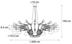 Индустриален висящ аплик черен 16-светлина регулируем - Hobby Spinne