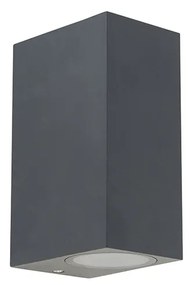 Интелигентна стенна лампа тъмно сива IP44 с 2 WiFi GU10 - Baleno