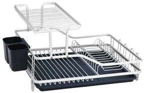 Сушилник за съдове Luigi Ferrero FR-5535AL-B, 2 нива, 46х35х27 см, Неплъзгащи се крачета, Тавичка за отцеждане, Тъмносин