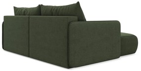 Зелен разтегателен ъглов диван с място за съхранение (ляв ъгъл) Nanea – Makamii