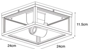 Интелигентна външна таванна лампа черна с оребрено стъкло, вкл. WiFi A60 - Charlois